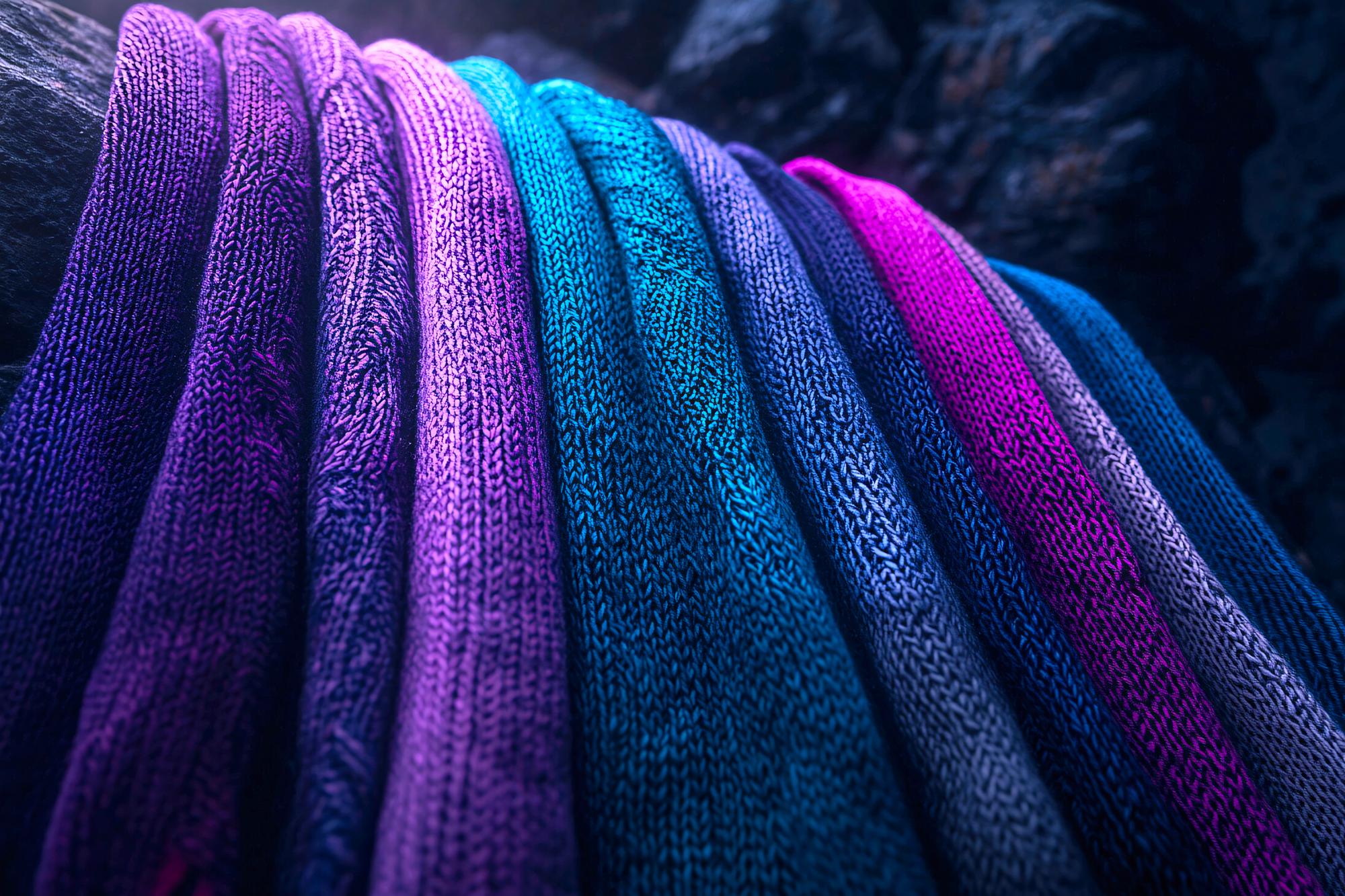 Close-up futuristic embroidery on fabric